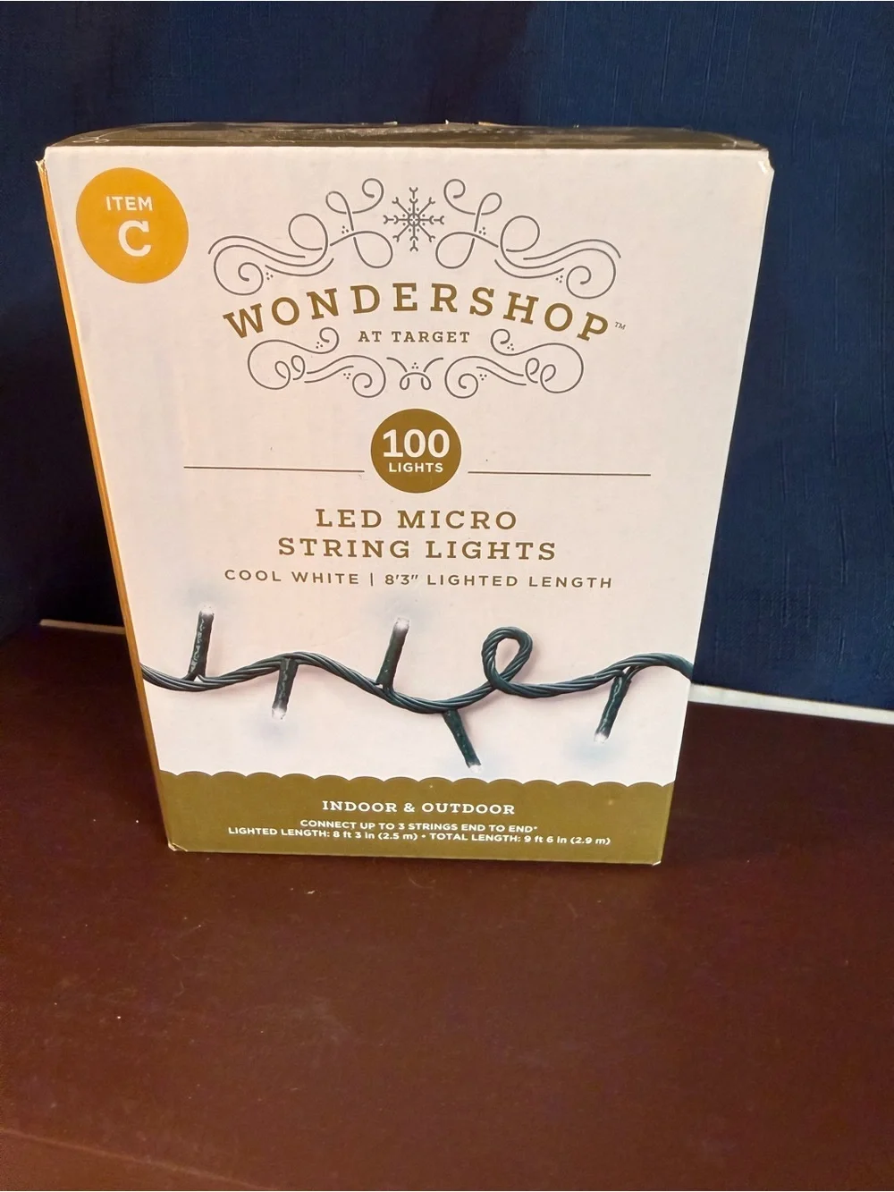 Wondershop Cool White LED Micro String Lights with Dark Green Wire - 100 Lights